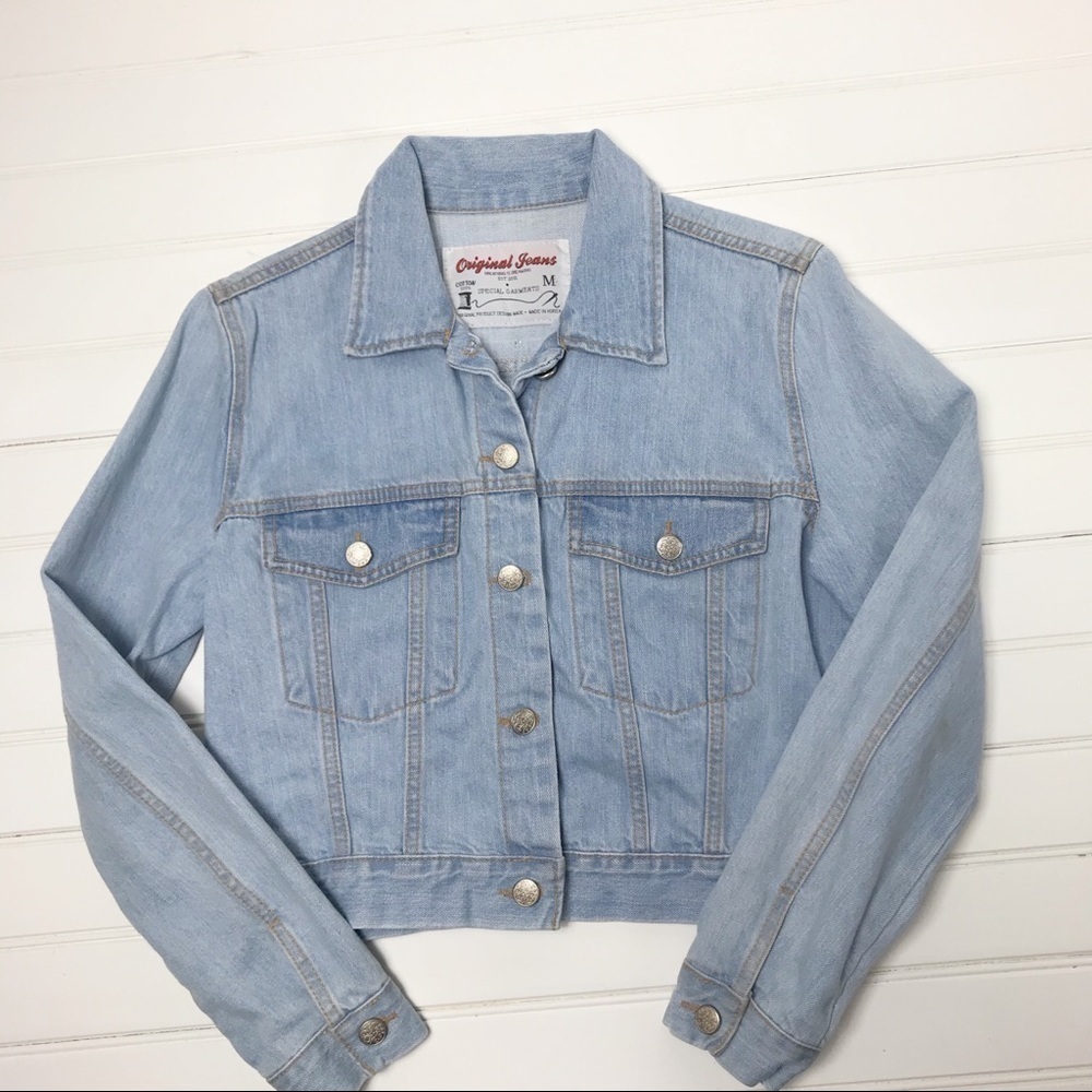 Original Jeans Cropped Jean Jacket Size Medium - Picture 2 of 5
